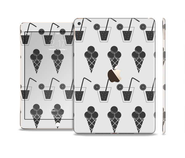 The Black and White Icecream and Drink Pattern Skin Set for the Apple iPad Air 2