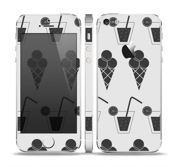 The Black and White Icecream and Drink Pattern Skin Set for the Apple iPhone 5