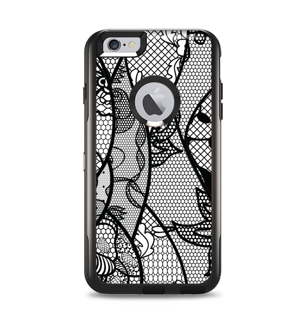 The Black and White Lace Design Apple iPhone 6 Plus Otterbox Commuter Case Skin Set