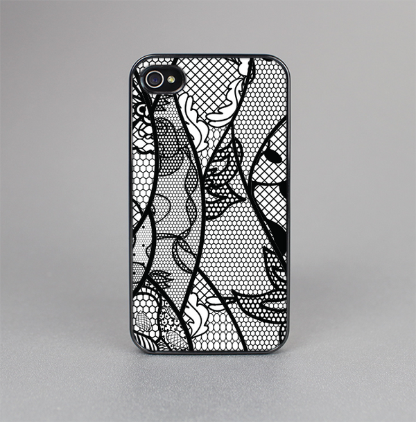 The Black and White Lace Design Skin-Sert Case for the Apple iPhone 4-4s