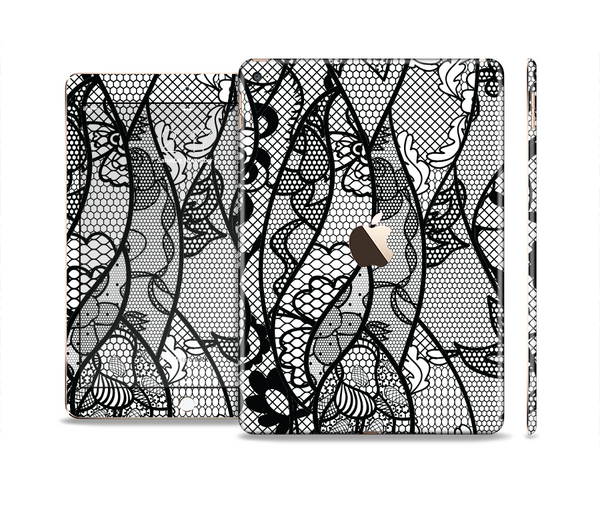 The Black and White Lace Design Skin Set for the Apple iPad Air 2