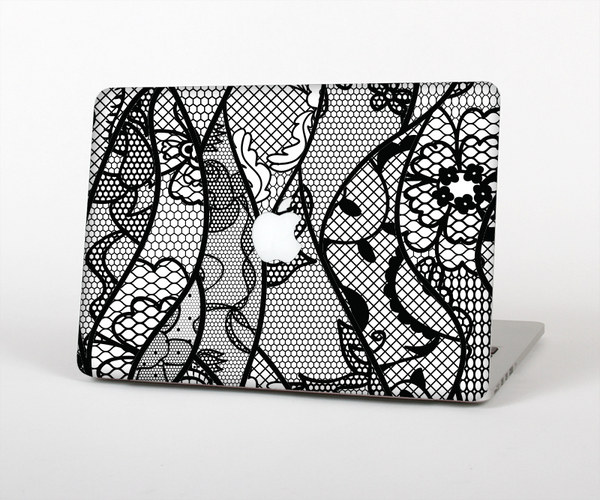 The Black and White Lace Design Skin Set for the Apple MacBook Air 13"
