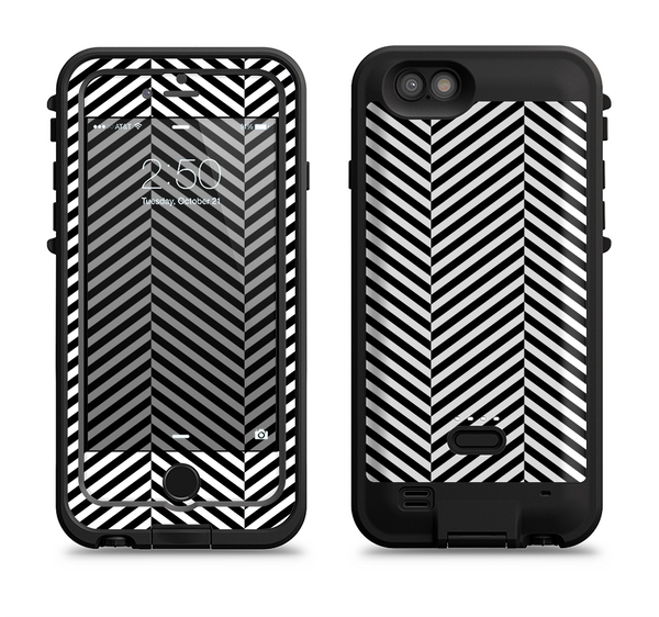 The Black and White Opposite Stripes Apple iPhone 6/6s LifeProof Fre POWER Case Skin Set