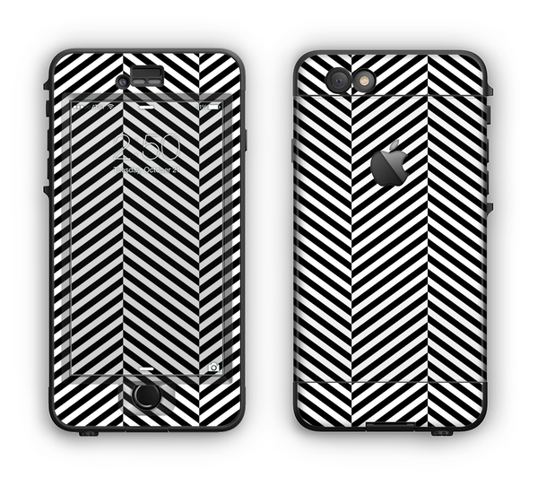 The Black and White Opposite Stripes Apple iPhone 6 Plus LifeProof Nuud Case Skin Set