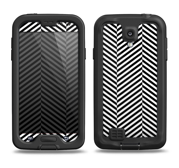 The Black and White Opposite Stripes Samsung Galaxy S4 LifeProof Nuud Case Skin Set