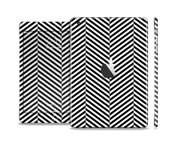 The Black and White Opposite Stripes Skin Set for the Apple iPad Mini 4