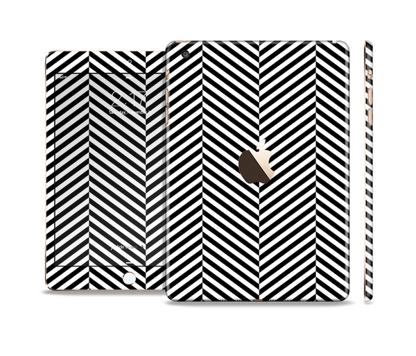 The Black and White Opposite Stripes Full Body Skin Set for the Apple iPad Mini 3