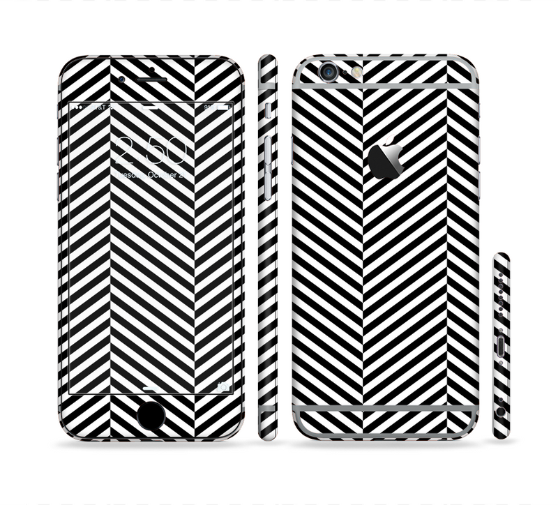 The Black and White Opposite Stripes Sectioned Skin Series for the Apple iPhone 6