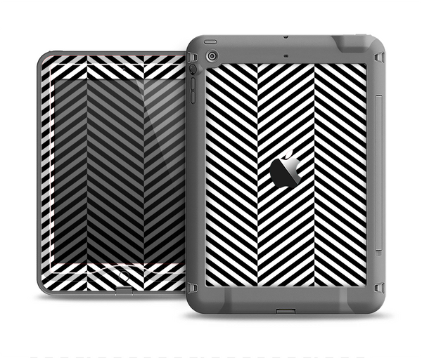 The Black and White Opposite Stripes Apple iPad Air LifeProof Nuud Case Skin Set
