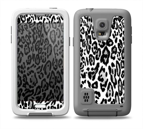 The Black and White Snow Leopard Pattern Skin for the Samsung Galaxy S5 frē LifeProof Case