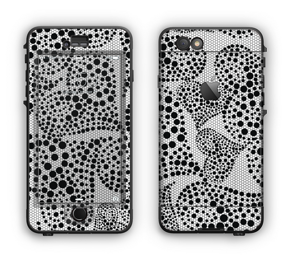The Black and White Spotted Hearts Apple iPhone 6 Plus LifeProof Nuud Case Skin Set