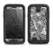 The Black and White Spotted Hearts Samsung Galaxy S4 LifeProof Nuud Case Skin Set