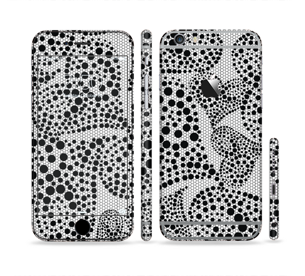 The Black and White Spotted Hearts Sectioned Skin Series for the Apple iPhone 6