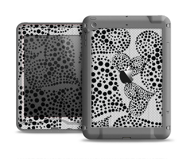 The Black and White Spotted Hearts Apple iPad Air LifeProof Nuud Case Skin Set