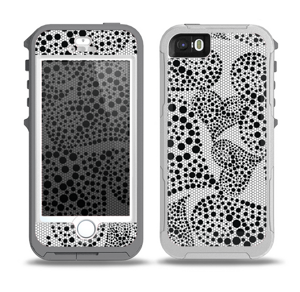 The Black and White Spotted Hearts Skin for the iPhone 5-5s OtterBox Preserver WaterProof Case