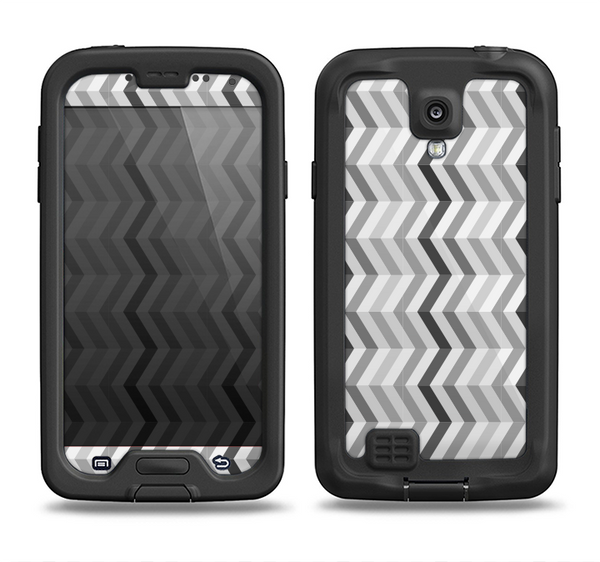 The Black and White Thin Lined ZigZag Pattern Samsung Galaxy S4 LifeProof Nuud Case Skin Set