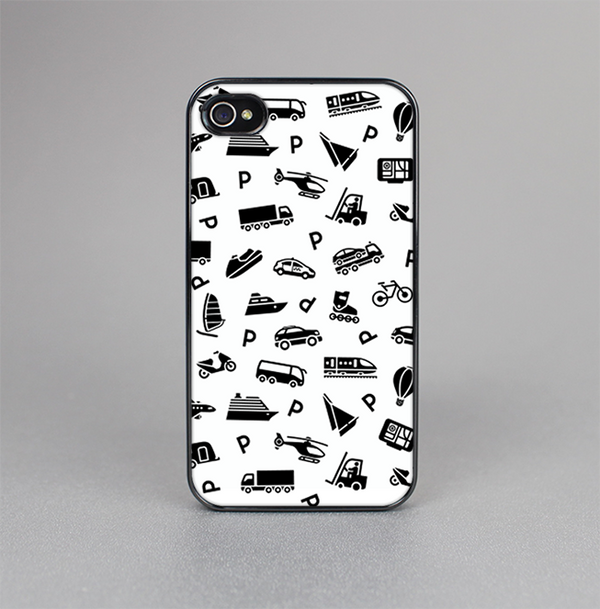 The Black and White Travel Collage Pattern Skin-Sert Case for the Apple iPhone 4-4s