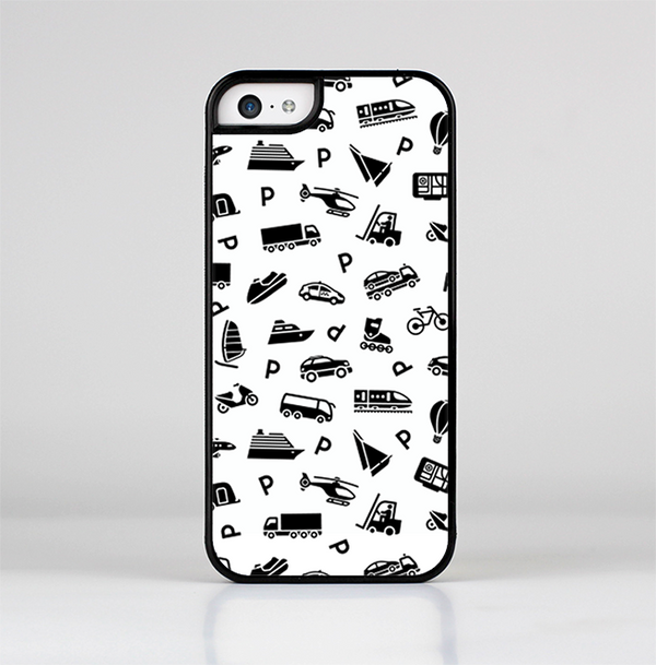 The Black and White Travel Collage Pattern Skin-Sert Case for the Apple iPhone 5c