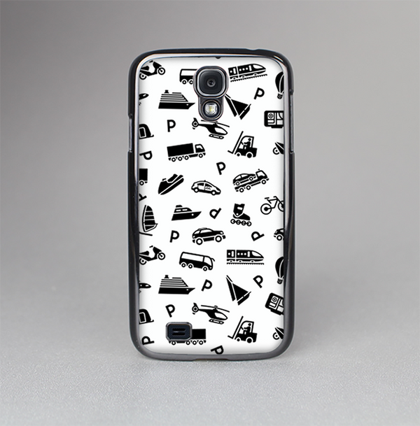 The Black and White Travel Collage Pattern Skin-Sert Case for the Samsung Galaxy S4