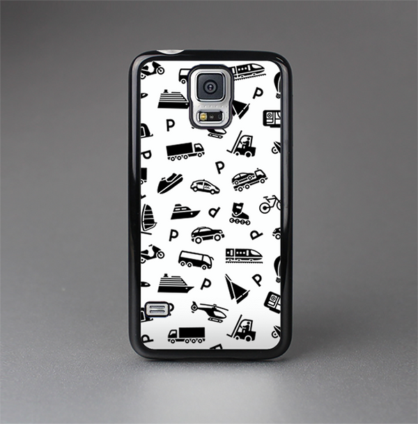 The Black and White Travel Collage Pattern Skin-Sert Case for the Samsung Galaxy S5