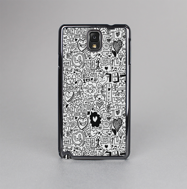 The Black and White Valentine Sketch Pattern Skin-Sert Case for the Samsung Galaxy Note 3
