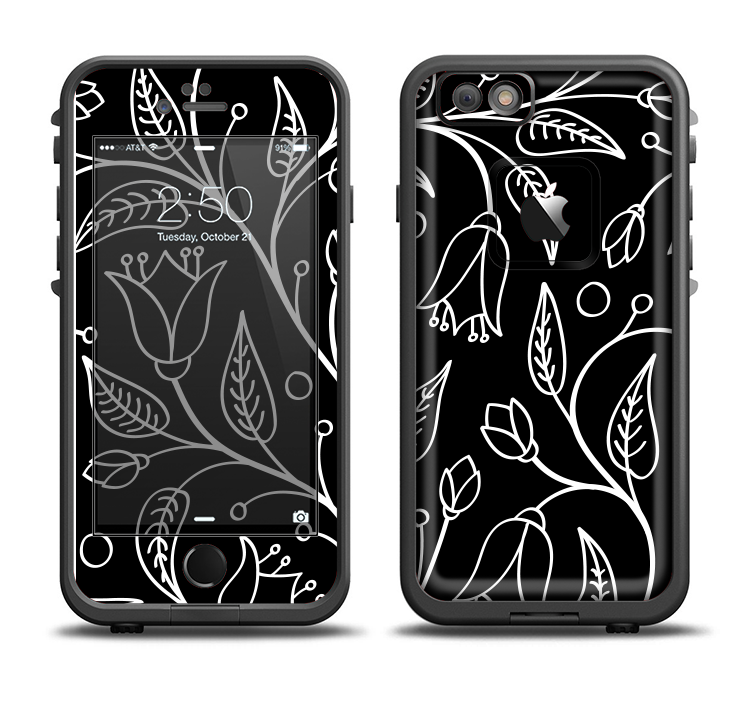 The Black and White Vector Branches Apple iPhone 6/6s Plus LifeProof Fre Case Skin Set
