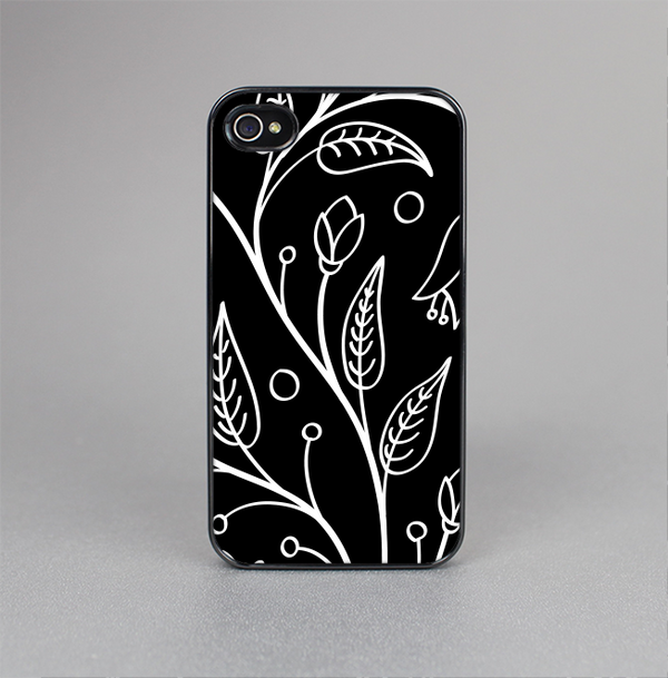 The Black and White Vector Branches Skin-Sert Case for the Apple iPhone 4-4s