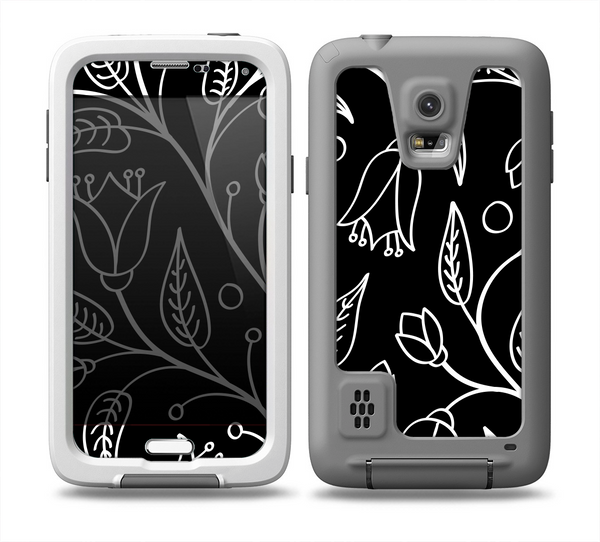 The Black and White Vector Branches Skin for the Samsung Galaxy S5 frē LifeProof Case