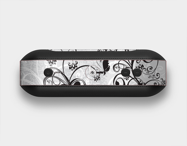 The Black and White Vector Butterfly Floral Skin Set for the Beats Pill Plus