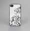 The Black and White Vector Butterfly Floral Skin-Sert Case for the Apple iPhone 4-4s