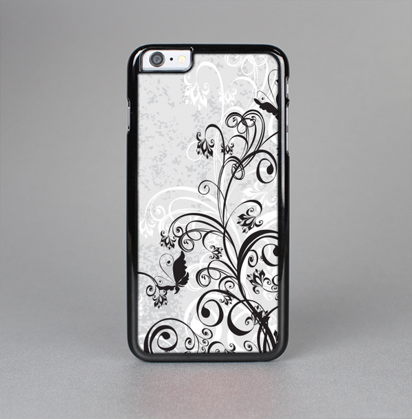 The Black and White Vector Butterfly Floral Skin-Sert Case for the Apple iPhone 6