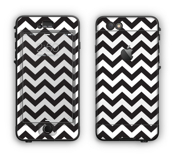 The Black and White Zigzag Chevron Pattern Apple iPhone 6 Plus LifeProof Nuud Case Skin Set