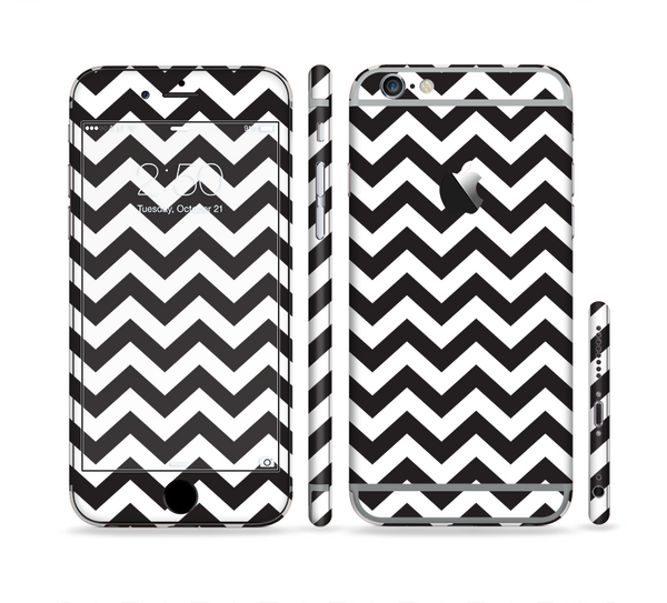 The Black and White Zigzag Chevron Pattern Sectioned Skin Series for the Apple iPhone 6