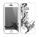 The Black and white Anchor with Roses Skin for the Apple iPhone 5c
