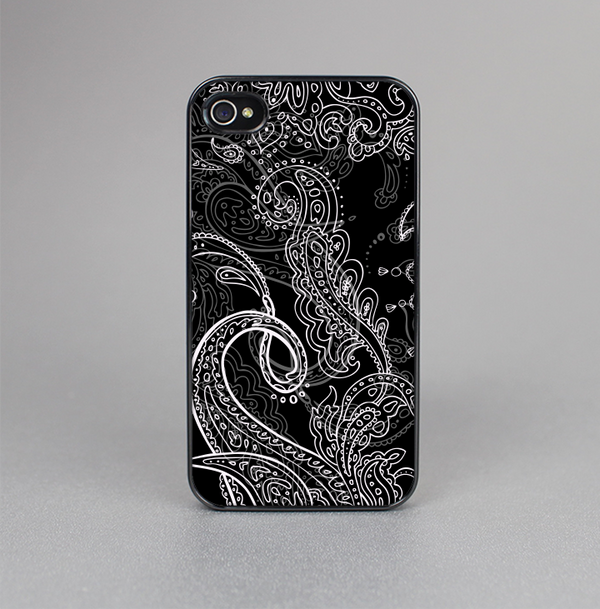 The Black with Thin White Paisley Pattern Skin-Sert Case for the Apple iPhone 4-4s