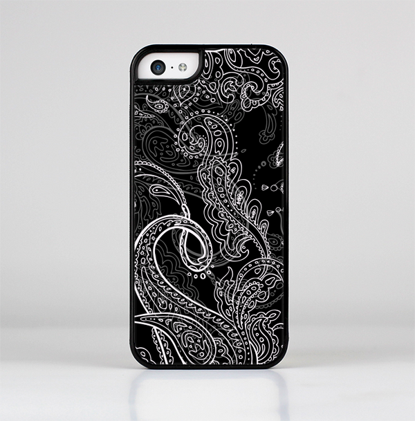 The Black with Thin White Paisley Pattern Skin-Sert Case for the Apple iPhone 5c