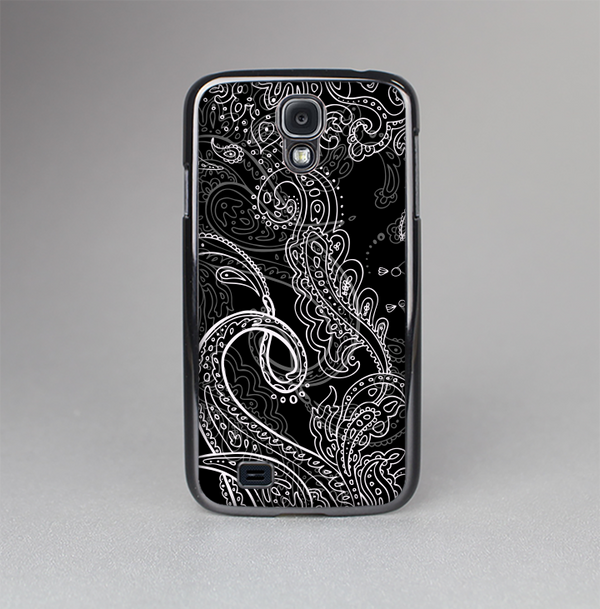 The Black with Thin White Paisley Pattern Skin-Sert Case for the Samsung Galaxy S4