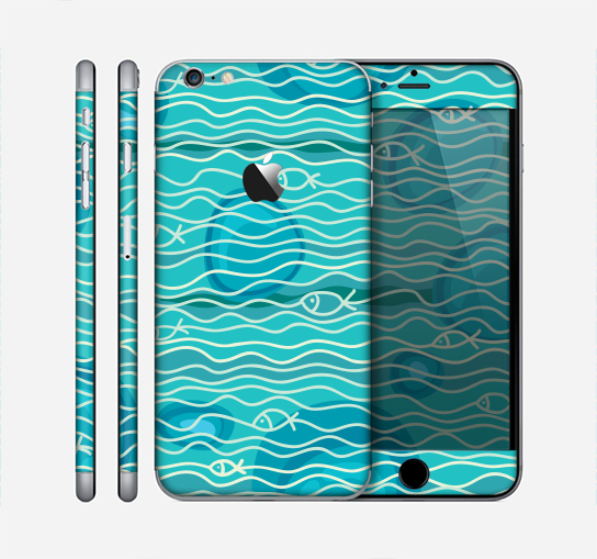 The Blue Abstarct Cells with Fish Water Illustration Skin for the Apple iPhone 6 Plus