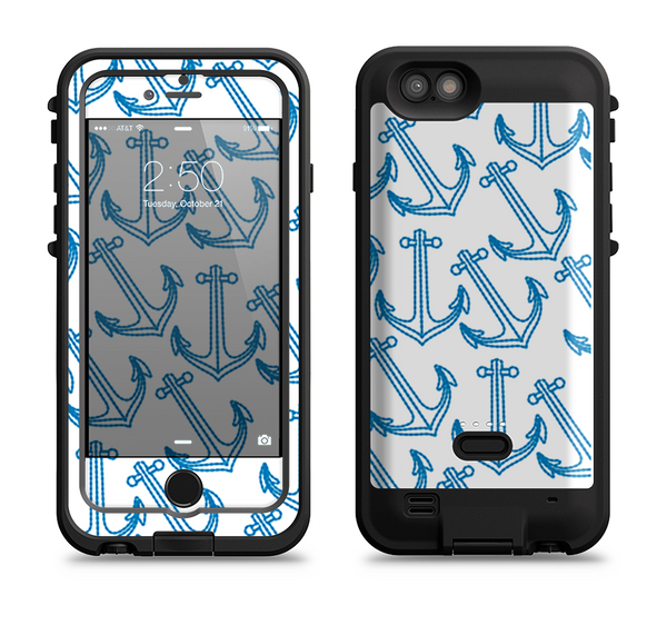 The Blue Anchor Stitched Pattern Apple iPhone 6/6s LifeProof Fre POWER Case Skin Set