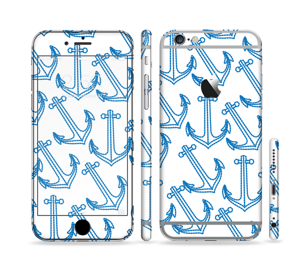 The Blue Anchor Stitched Pattern Sectioned Skin Series for the Apple iPhone 6s