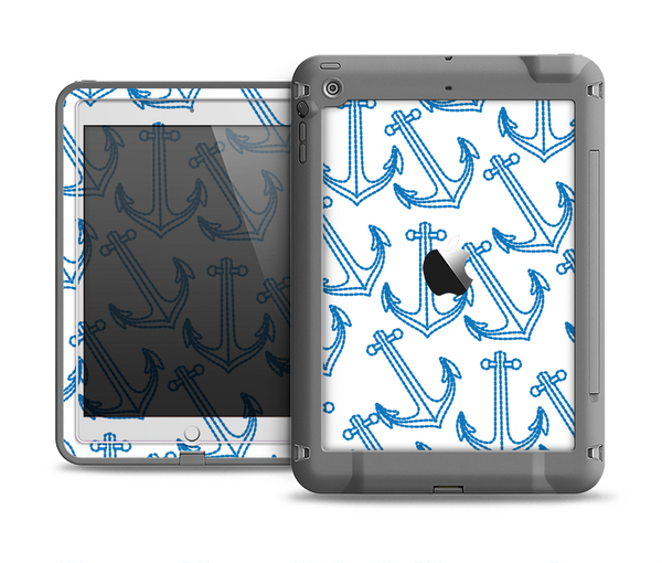 The Blue Anchor Stitched Pattern Apple iPad Mini LifeProof Fre Case Skin Set