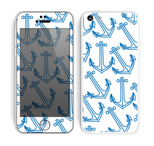 The Blue Anchor Stitched Pattern Skin for the Apple iPhone 5c