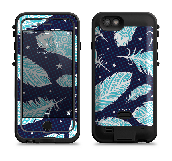 The Blue Aztec Feathers and Stars Apple iPhone 6/6s LifeProof Fre POWER Case Skin Set