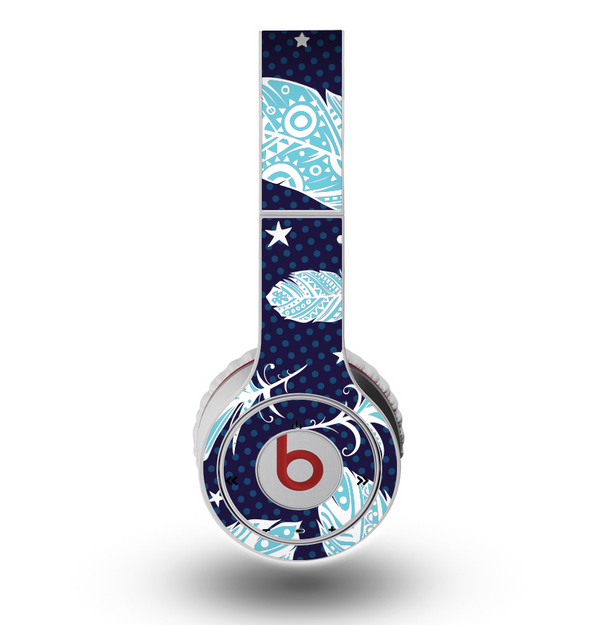 The Blue Aztec Feathers and Stars Skin for the Original Beats by Dre Wireless Headphones