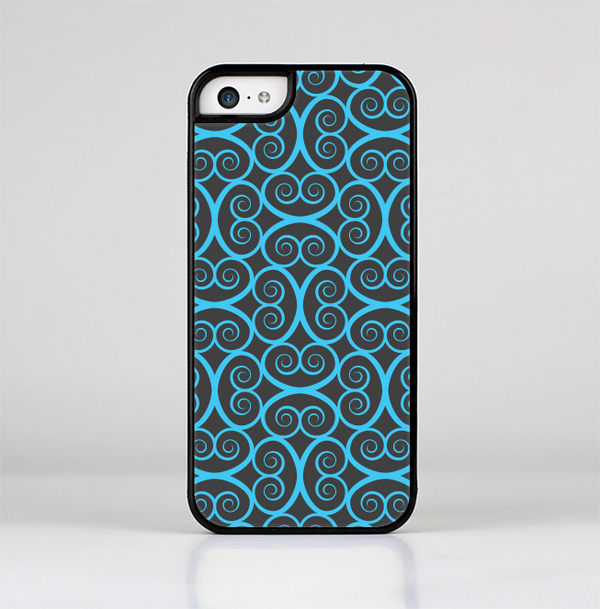 The Blue & Black Spirals Pattern Skin-Sert Case for the Apple iPhone 5c