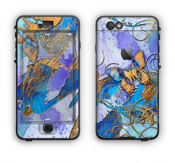 The Blue Bright Watercolor Butter-Floral Apple iPhone 6 LifeProof Nuud Case Skin Set