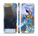 The Blue Bright Watercolor Butter-Floral Skin Set for the Apple iPhone 5s