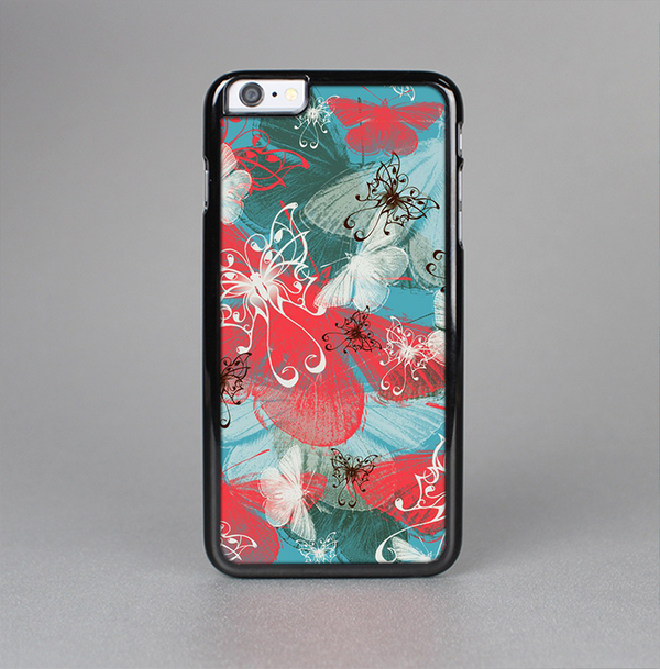The Blue & Coral Abstract Butterfly Sprout Skin-Sert Case for the Apple iPhone 6