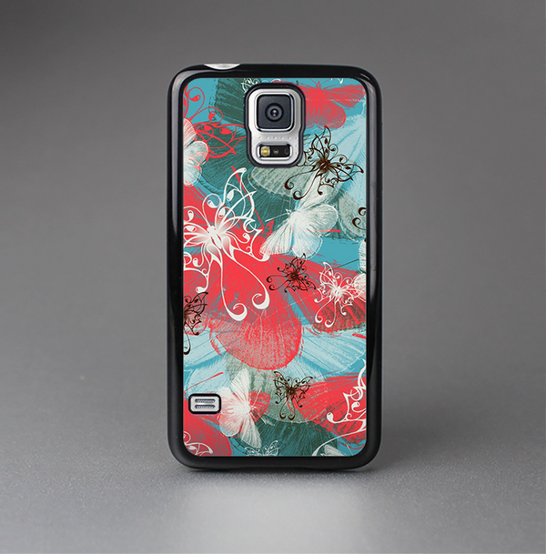 The Blue & Coral Abstract Butterfly Sprout Skin-Sert Case for the Samsung Galaxy S5