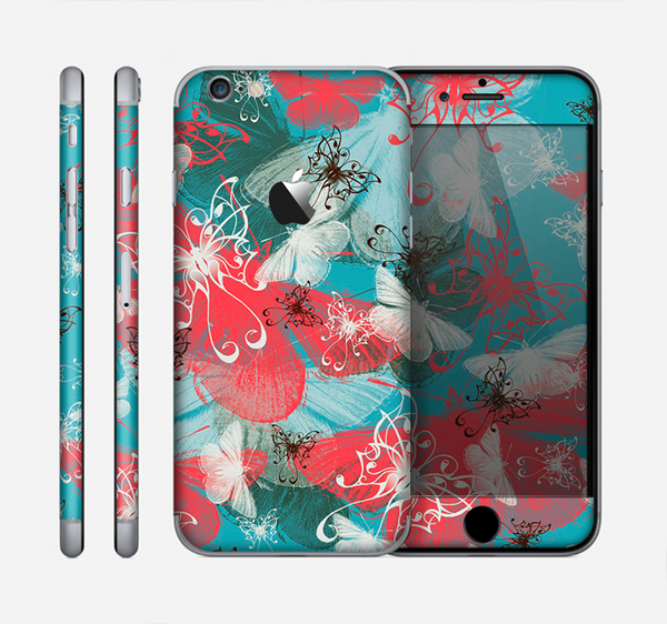 The Blue & Coral Abstract Butterfly Sprout Skin for the Apple iPhone 6